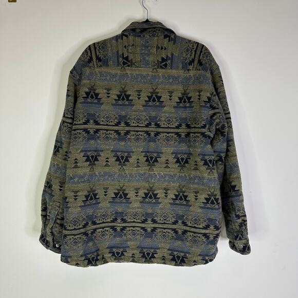 Duluth Trading Jacket Snap Button Aztec Western Tribal Quilt Lined Size Large - Picture 5 of 5